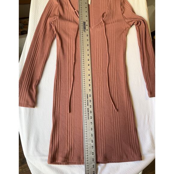 Forever 21 Women Dress M Mauve Pink Bodycon Long Sleeve Knee Length Pullover - Picture 6 of 7